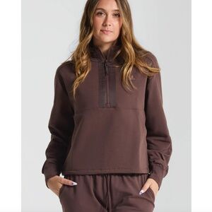 Municipal Imagine Crew Cotton Blend Quarter Zip - Chocolate Brown, Small
